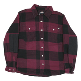 DICKIES Womens Maroon & Black Check Shirt M Button Front Casual Style