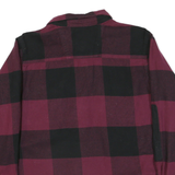 DICKIES Womens Maroon & Black Check Shirt M Button Front Casual Style
