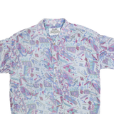 SOUTHWEST Mens White & Pastel Abstract Print Shirt L Polyester Blend Summer