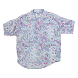 SOUTHWEST Mens White & Pastel Abstract Print Shirt L Polyester Blend Summer
