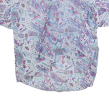 SOUTHWEST Mens White & Pastel Abstract Print Shirt L Polyester Blend Summer