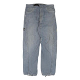 Womens Regular Fit Cotton Blend Blue Trousers W34 L32 Casual Straight Zip