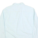 NAUTICA Mens White Blue Check Classic Fit Shirt L Cotton Blend Long Sleeve