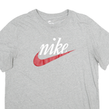 NIKE Mens Grey & Red Graphic T-Shirt L Short Sleeve Crew Neck Casual Athletic