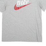 NIKE Mens Grey & Red Graphic T-Shirt L Short Sleeve Crew Neck Casual Athletic