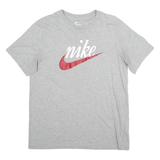 NIKE Mens Grey & Red Graphic T-Shirt L Short Sleeve Crew Neck Casual Athletic