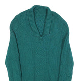 Womens Green Patterned Pullover Jumper Cable Knit S Winter Knitwear