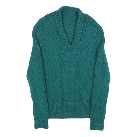 Womens Green Patterned Pullover Jumper Cable Knit S Winter Knitwear
