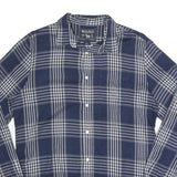 WOOLRICH Mens Blue & White Check Shirt L Lightweight Cotton Long Sleeve Casual
