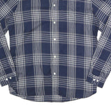 WOOLRICH Mens Blue & White Check Shirt L Lightweight Cotton Long Sleeve Casual
