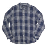 WOOLRICH Mens Blue & White Check Shirt L Lightweight Cotton Long Sleeve Casual