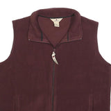 WOOLRICH Womens Maroon Fleece Jacket M Polyester Zip Outdoor Sleeveless Casual
