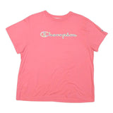 CHAMPION Womens Pink XL Graphic T-Shirt Short Sleeve Crew Neck Cotton Blend