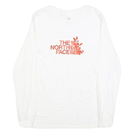 THE NORTH FACE Womens White Long Sleeve Crew Neck XL Floral Logo Cotton Blend