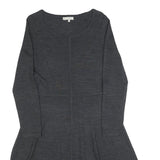 HOBBS LONDON Womens Grey Fit & Flare Wool Blend Knit Midi Dress UK 12 Sweater