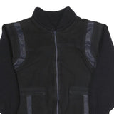 Mens Black Polyester Blend Zip Jacket S Ribbed Collar Rib Knit Pockets
