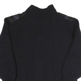 Mens Black Polyester Blend Zip Jacket S Ribbed Collar Rib Knit Pockets