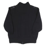 Mens Black Polyester Blend Zip Jacket S Ribbed Collar Rib Knit Pockets