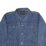 NO STRINGS ATTACHED Mens Blue Denim Jacket L Cotton Classic Button Closure