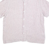 REISS Mens Pink & White Stripe Linen Shirt L Lightweight Summer Casual