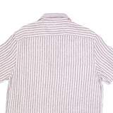 REISS Mens Pink & White Stripe Linen Shirt L Lightweight Summer Casual
