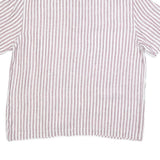 REISS Mens Pink & White Stripe Linen Shirt L Lightweight Summer Casual