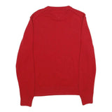 TOMMY HILFIGER Mens Red Plain Crew Neck Basic Knit M Jumper Cotton Blend