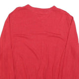 TOMMY HILFIGER Mens Red Plain Pullover V-Neck Basic Knit L Cotton Jumper
