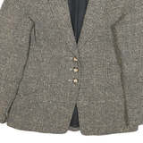 CARLISLE Womens Beige & Black Wool Checked Button Jacket M Woven Classic