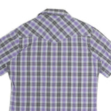 WRANGLER Mens Purple & Grey Check Shirt L Western Style Short Sleeve Cotton