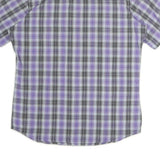 WRANGLER Mens Purple & Grey Check Shirt L Western Style Short Sleeve Cotton