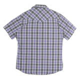 WRANGLER Mens Purple & Grey Check Shirt L Western Style Short Sleeve Cotton