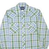 WRANGLER Mens Green & Blue Check Shirt L Western Button Front Casual Cotton