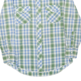 WRANGLER Mens Green & Blue Check Shirt L Western Button Front Casual Cotton