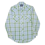 WRANGLER Mens Green & Blue Check Shirt L Western Button Front Casual Cotton