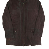 Womens Brown Faux Suede Hooded Jacket UK 16 Zip Plain Warm Casual