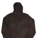 Womens Brown Faux Suede Hooded Jacket UK 16 Zip Plain Warm Casual