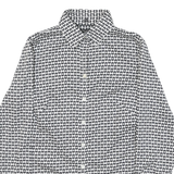 BANANA REPUBLIC Womens Black & White Pattern Shirt S Cotton Blend Button Down