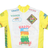 Mens White & Yellow Graphic T-Shirt L Short Sleeve Crew Neck Save Earth