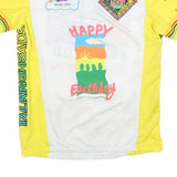 Mens White & Yellow Graphic T-Shirt L Short Sleeve Crew Neck Save Earth