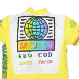 Mens White & Yellow Graphic T-Shirt L Short Sleeve Crew Neck Save Earth