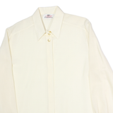 VALENTINE Womens Cream Shirt Long Sleeve Collared Plain M Classic Elegant Top