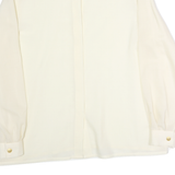 VALENTINE Womens Cream Shirt Long Sleeve Collared Plain M Classic Elegant Top