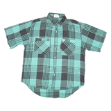 DISCO Mens Blue & Black Check Shirt 2XL Button Short Sleeve Cotton Casual