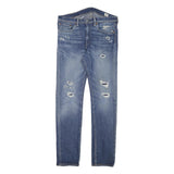 LEVI'S Mens Slim Blue Denim Light W32 L30 Distressed Jeans Zip Closure