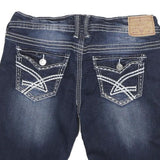 AMETHYST Womens Denim Blue Casual Shorts M W28 Stylish Embroidery Cuffed