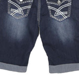 AMETHYST Womens Denim Blue Casual Shorts M W28 Stylish Embroidery Cuffed