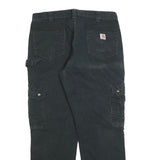 CARHARTT Mens Black Relaxed Cargo Denim Jeans W38 L32 Durable Workwear
