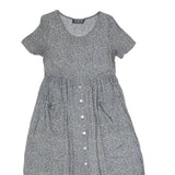 ALL THAT JAZZ Womens Grey Floral Day Dress Cotton Blend Short Sleeve Midi M