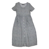 ALL THAT JAZZ Womens Grey Floral Day Dress Cotton Blend Short Sleeve Midi M